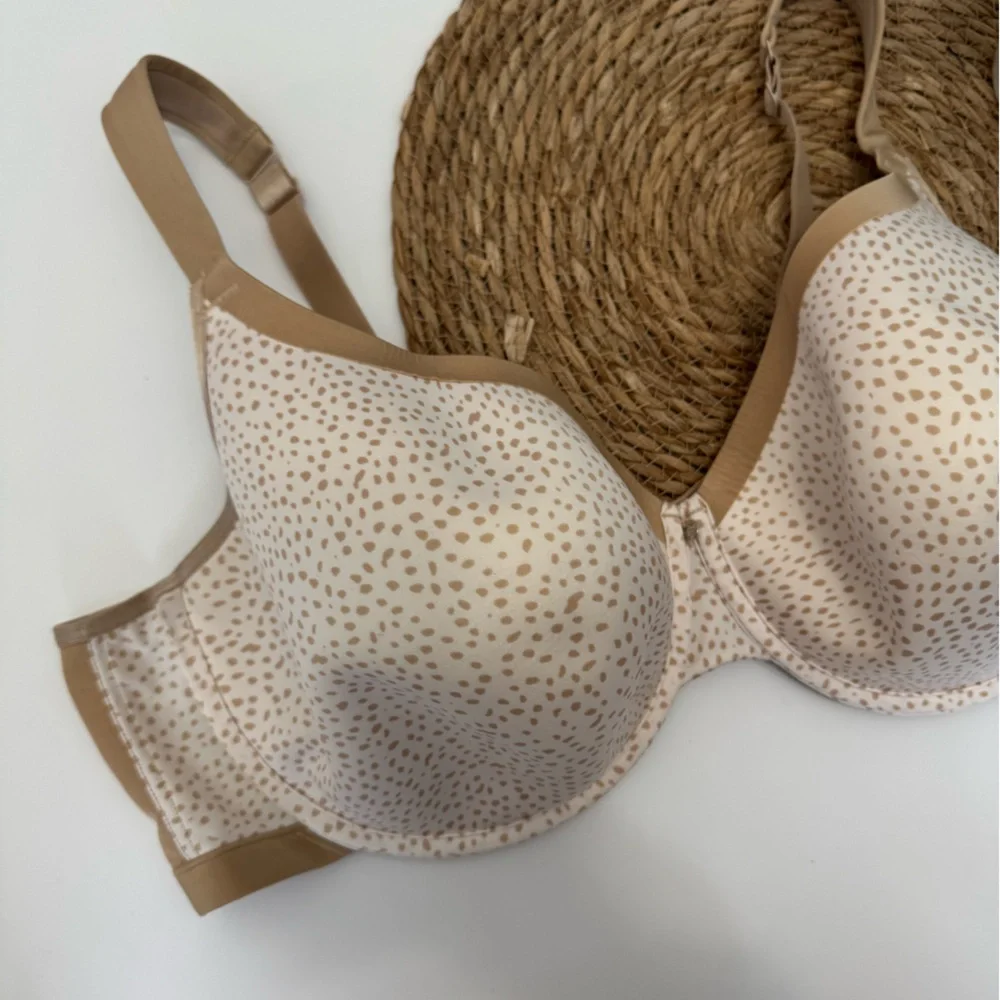 CACIQUE Polka Dot Underwire Bra - Cream and Tan Size‎ 46DDD